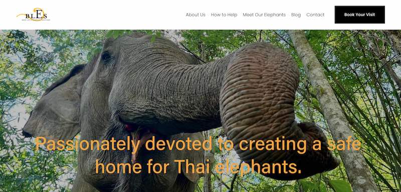 Hemsidan för Boon Lott's Elephant Sanctuary