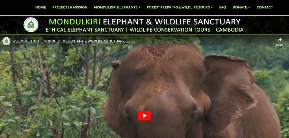 Homepage des Mondulkiri Elefanten- und Wildtierschutzgebietes, Kambodscha